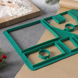 Цена за 2 шт. Форма для печенья новогодняя Доляна Пряничный домик, пластик, 28?19 см, зелёная