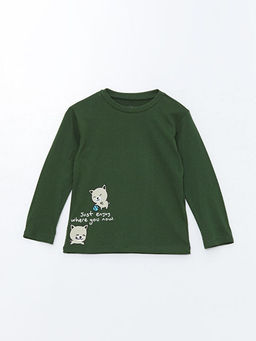 Bisiklet Yaka Uzun Kollu Bask?l? Erkek Bebek Ti??rt