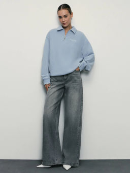 Свитшот с отложным воротником и вышивкой / Zarina  фото 2