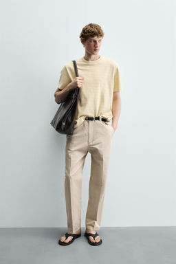 PANTAL?N CHINO STRAIGHT FIT ALGOD?N - LINO / Beige vigor?