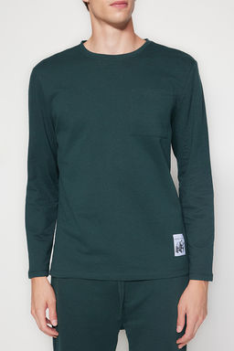 TRENDYOL MAN Lacivert Regular Fit Etiket Deteyl? Orme Pijama Tak?m? TMNAW24PT00029 - Trendyolmilla фото 2