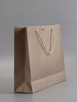 Пакет подарочный ламинированный, бронзовый, с бантом, 35×30×10 см