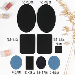 Цена за 2 шт. Набор заплаток для одежды, термоклеевые, 9 шт., чёрный, синий