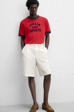 T-SHIRT WITH CONTRASTING RIBBED TRIMS - Zara фото 14