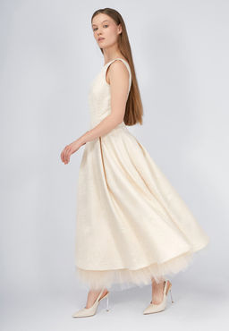 Платье из жаккарда OD-939-1 сливочный