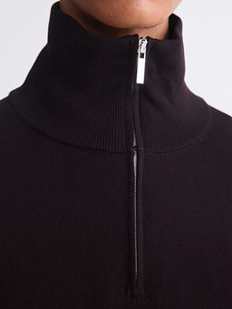 Standart Kal?p Dik Yaka Erkek Fermuarl? Sweatshirt