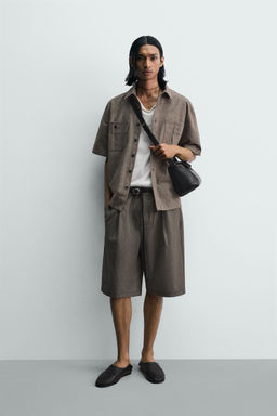 CAMISA OVERSIZE FIT BOLSILLOS / marr?n vigor?
