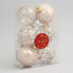 Ёлочные игрушки Зимняя долина, шары новогодние, d=6 см, набор 6 шт., бежевый - Зимнее волшебство фото 4