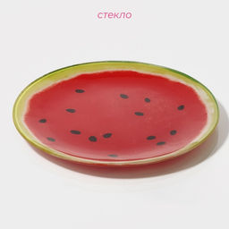 Тарелка Доляна «Сладкий арбуз», d=20 см, стекло, красная