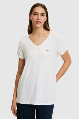 Kad_n Beyaz V Yaka Basic Ti__rt - U.s. polo assn фото 3