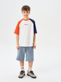 Футболка Колор блок Молоко/Шторм 7+ - Bungly фото 2