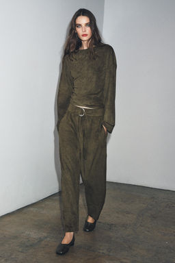 FAUX SUEDE BALLOON TROUSERS