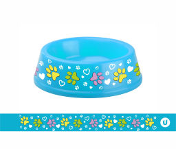 Цена за 3 шт. Миска пластиковая "МОЙ БРО - Лапки царапки!, цвет небесно-синий , 21*6,5см (логотип на миске) 700мл