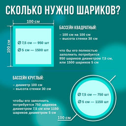 Шарики для сухого бассейна с рисунком, набор 60 штук, цвет бирюзовый, белый, серый, диаметр шара — 7,5 см