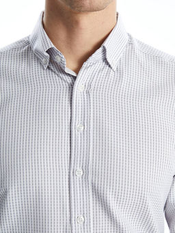 Regular Fit Uzun Kollu Ekose Gabardin Erkek G?mlek