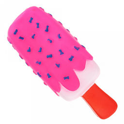 Игрушка для собаки Эскимо 14х5,5х3см, ПВХ, с пищалкой, фактурная, цвета микс (оранжевый, ярко-розовый, зеленый), Пэт тойс (Pet toys) (Китай)