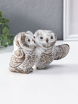 Сувенир полистоун "Совята- объятия" белый с золотой патиной 13,7х8х8,7 см