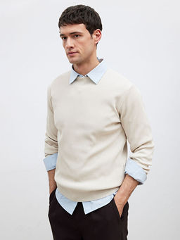 Bisiklet Yaka Fitilli Erkek Triko Kazak