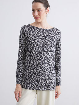 Bisiklet Yaka Desenli Bluz