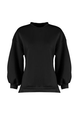 TRENDYOLMILLA Ekru Oversize/Genis Kal?p Y?rtmac Detayl? Kal?n Ici Polarl? Orme Sweatshirt TWOAW23SW00195  фото 10