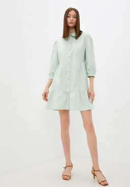 Хлопковое платье в рубашечном стиле - Incity фото 4