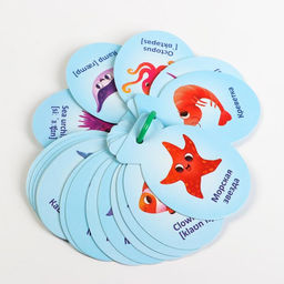 Карточки на кольце для изучения английского языка Морские обитатели, 3+ - Лас играс фото 2
