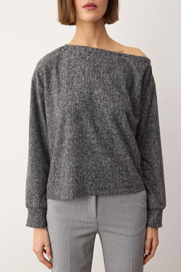 Antrasit Yumos Regular/Normal Kal?p Dusuk Omuzlu Orme Bluz TWOAW26BZ00343 - Trendyolmilla фото 3