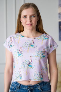 Футболка женская из кулирки с лайкрой Совята розовый - Амадэль фото 4