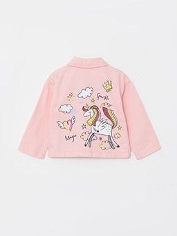 Polo Yaka Uzun Kollu Bask?l? K?z Bebek Ceket - Waikiki фото 2