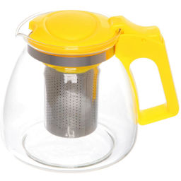 Чайник заварочный стеклянный 1100мл "Ассорти", микс цветов