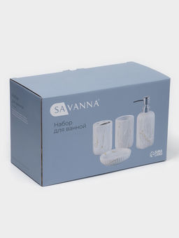Набор для ванной SAVANNA Мрамор, 4 предмета, дозатор для мыла, 2 стакана, мыльница  фото 12