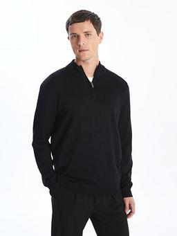 Dik Yaka Uzun Kollu Erkek Triko Kazak