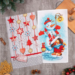 Набор кухонных полотенец Доляна Время для счастья 35х60см-2шт, 100% хлопок