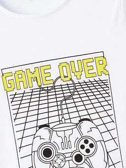 Bisiklet Yaka Bask?l? K?sa Kollu Erkek ?ocuk Pijama ?st - Waikiki фото 3