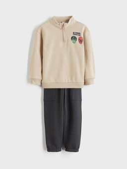Bask?l? Erkek ?ocuk Sweatshirt ve E?ofman Alt?