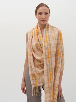 В составе шерсть Большой, мягкий, теплый двусторонний палантин с рисунком в стиле арт-деко.