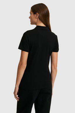 Kad_n Siyah Polo Yaka Basic Ti__rt