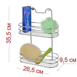 _Полка настенная 2х ярусная овальная (26,5*9,5*36см) хром, арт. АЛТ09С