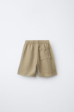 BERMUDA FLUIDA CON LINO / Khaki