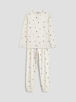 Kalp Desenli K?z ?ocuk Pijama Tak?m?