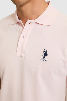 Erkek Slim Fit Polo Yaka A__k Pembe Basic Ti__rt