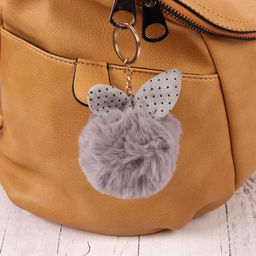 Цена за 6 шт. Брелок для ключей на кольце Пушистик. Шарик с ушками, на сумку, рюкзак, 8?8 см, МИКС - Simaland фото 2