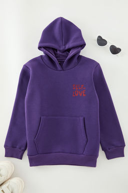Mor K?z Cocuk S?rt Bask?l? Orme Mini Me Sweatshirt TKDAW25SW00047 - Trendyolmilla фото 3