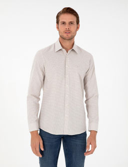 Bej Slim Fit Uzun Kollu G_mlek