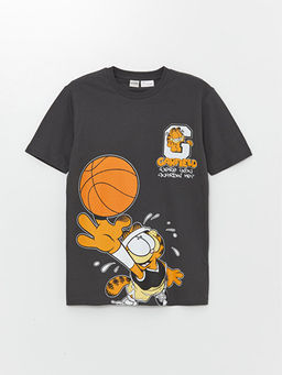 Bisiklet Yaka Garfield Bask?l? K?sa Kollu Erkek ?ocuk Ti??rt