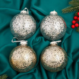 Ёлочные игрушки Праздничный блеск, шары новогодние, d=10 см, набор 4 шт., серебро/золото - Зимнее волшебство фото 3