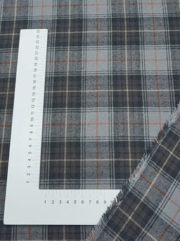 Фуле Клетка цв.серо-фиолетовый/кофейно-лиловый, ш.1.45м, хлопок-100%, 155гр/м.кв - Купава фото 4