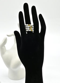 Кольцо на резинке из кахолонга, шарик 5мм Радуга камня