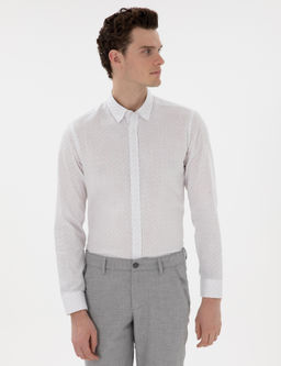 Рубашка Pierre Cardin Slim Fit серая длинный рукав