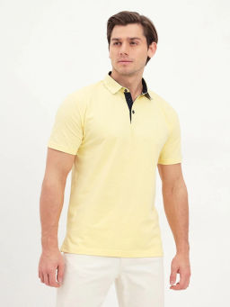 Джемпер мужской с воротником поло короткий рукав GREG G144-PO1246T-SA0048 (лимон)  фото 7
